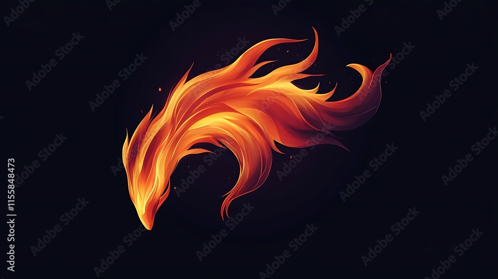 Design a stylized flame with sharp, dynamic lines and smooth gradients Design a stylized flame with sharp, dynamic lines and smooth gradients