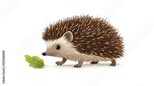 Adorable Hedgehog Exploring A Green Leaf