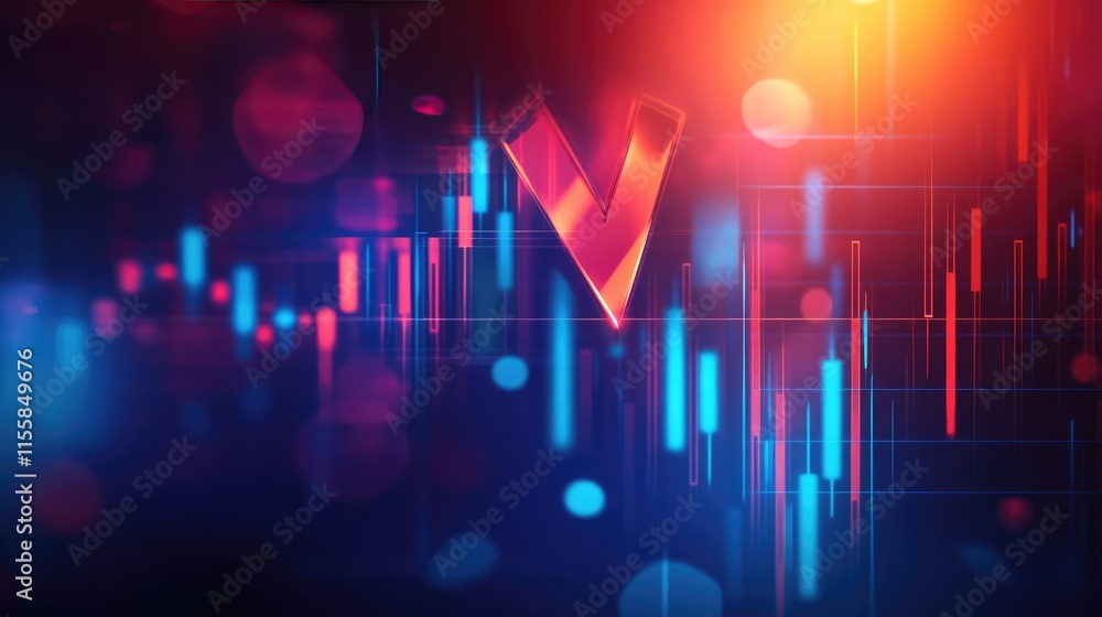 Digital Financial Growth Chart with Upward Trend Digital Financial Growth Chart with Upward Trend