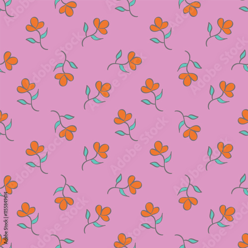 Wallpaper Mural Hand drawing floral seamless pattern with cotton twigs and berries bouquets on a beige background. Winter Christmas themed background. Botanical illustration. Torontodigital.ca