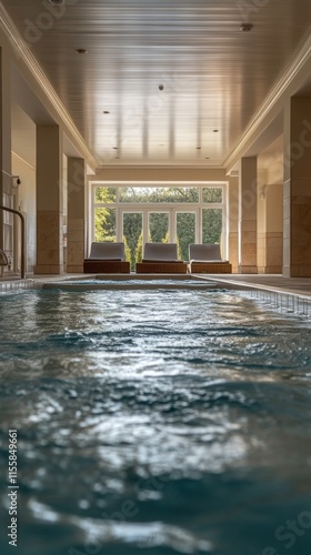 Luxurious indoor spa retreat with relaxing whirlpool and natural light