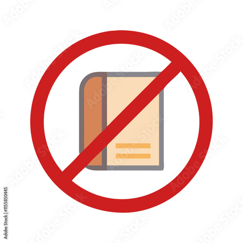 forbidden sign with book icon design