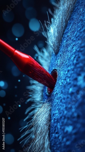 Dart hitting the bullseye on a blue dartboard at a local game room