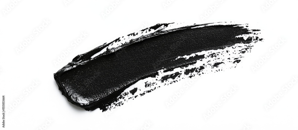 Black mascara stroke smudge isolated on white background showcasing beauty product texture with space for copy or design elements Black mascara stroke smudge isolated on white background showcasing beauty product texture with space for copy or design elements