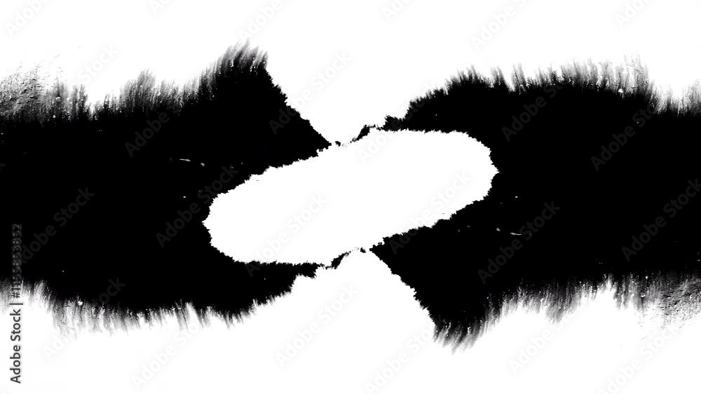 Black ink artistic down top flow splatter spots spills white paper beautiful reveal dripping streaks spread fluid ink alpha matte isolated watercolor ink drops transition