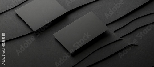 Elegant black paper texture business card mockup featuring ample blank space for personalized text and design elements. photo