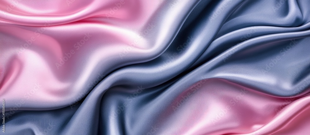 Obraz premium Elegant satin fabric texture in soft pink and grey hues for luxurious background design with empty space for personalized text or graphics