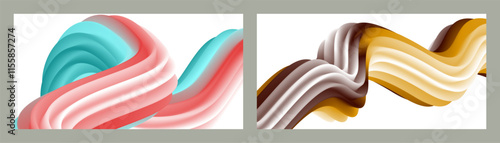 Abstract volumetric background. Cords. set of two illustrations. Toothpaste in a tube. Minimalism. Creative modern background. Cover design, wallpaper, background. eps vector.