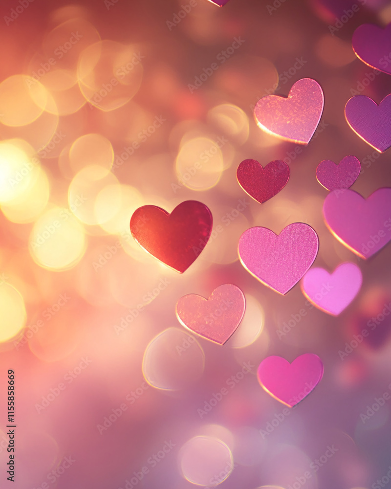 Vibrant floating hearts with glowing bokeh background for Valentine's Day love and romantic celebrations Vibrant floating hearts with glowing bokeh background for Valentine's Day love and romantic celebrations