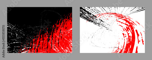 Strokes of black and red paint. Set of two templates. Graffiti element. Design template for the design of banners, posters, booklets, covers, magazines. EPS 10