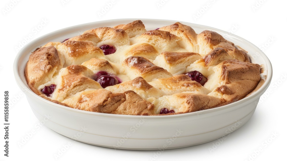 Baked cherry clafoutis in a ceramic dish, Pastry photography Baked cherry clafoutis in a ceramic dish, Pastry photography