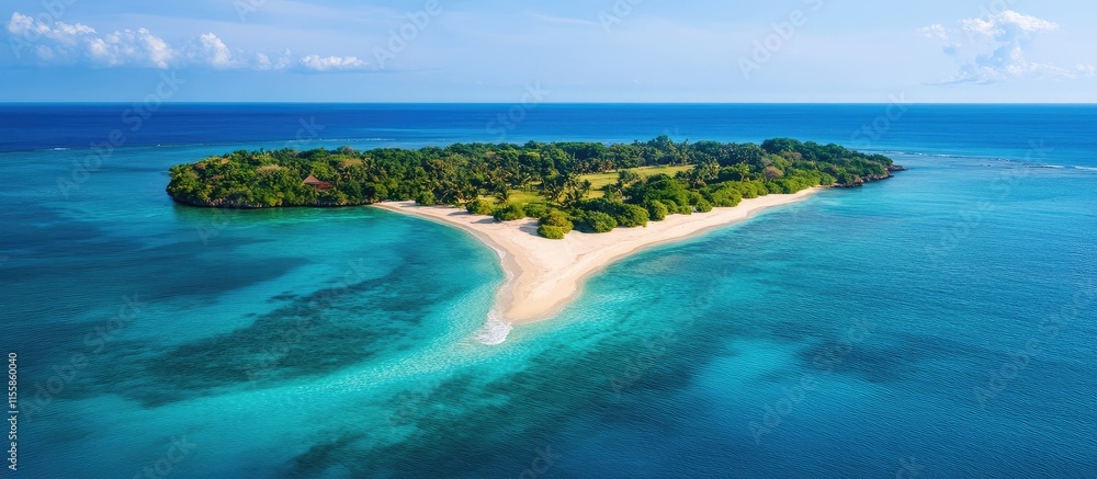 Aerial view of a pristine sandbar emerging from turquoise waters surrounded by lush greenery showcasing a tropical paradise ideal for relaxation Aerial view of a pristine sandbar emerging from turquoise waters surrounded by lush greenery showcasing a tropical paradise ideal for relaxation