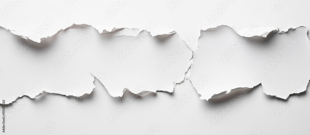 Torn white paper banner with empty space for text or design showcasing a clean and minimalist aesthetic suitable for various projects Torn white paper banner with empty space for text or design showcasing a clean and minimalist aesthetic suitable for various projects