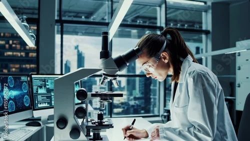 Scientist Analyzing Samples in Modern Laboratory Footage