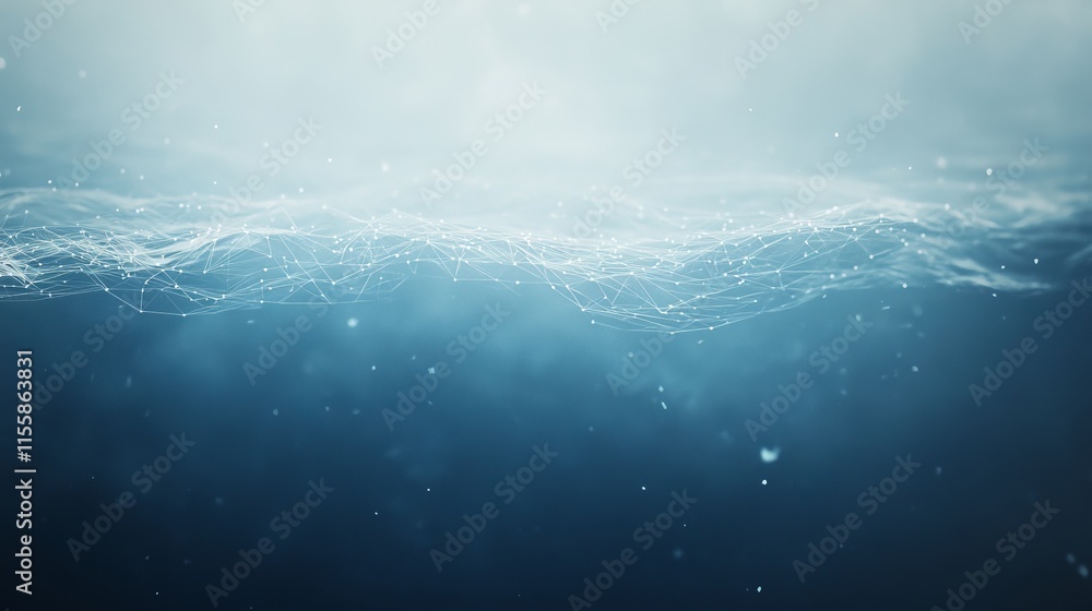 Obraz premium Background: blue and abstract, includes a network grid with linked particles. Stock AIG21