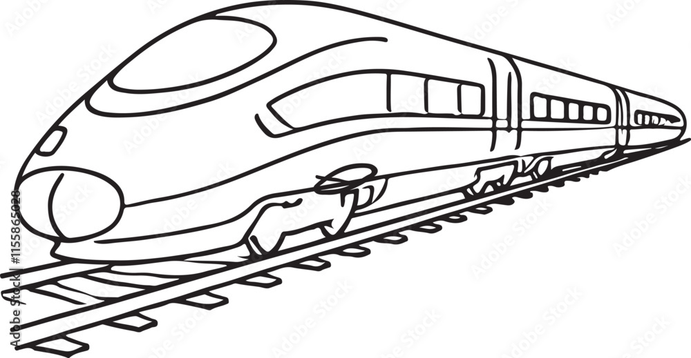 High-Speed Train Line Art Minimalist Design on White High-Speed Train Line Art Minimalist Design on White