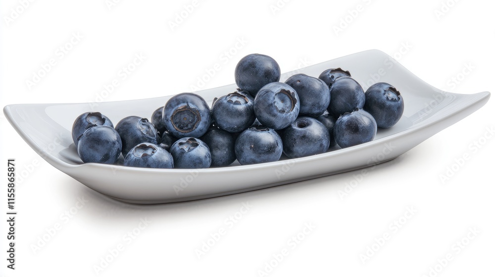 Fresh blueberries arranged on a white platter with ample blank space for text or labels showcasing healthy eating or culinary creativity Fresh blueberries arranged on a white platter with ample blank space for text or labels showcasing healthy eating or culinary creativity