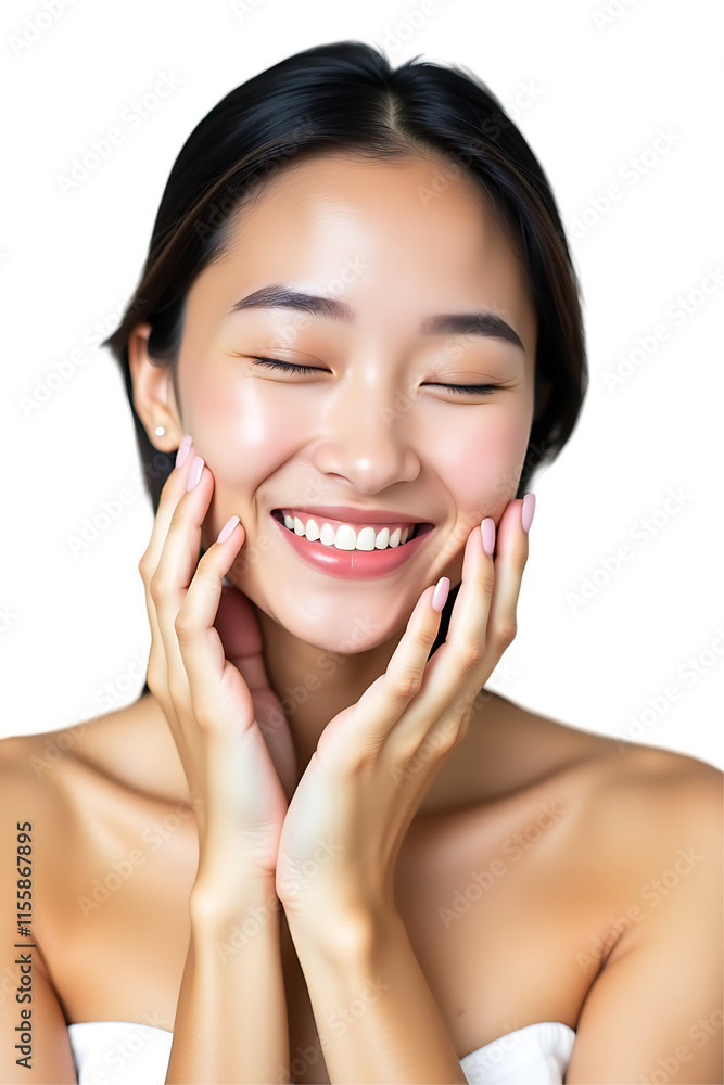 Beauty face woman skincare model smiling natural healthy skin closeup makeup spa treatment isolated on transparent background high quality photo image for social media ad web banner poster 2025 Beauty face woman skincare model smiling natural healthy skin closeup makeup spa treatment isolated on transparent background high quality photo image for social media ad web banner poster 2025