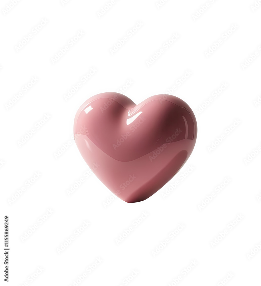 glossy pink heart shaped object with smooth surface, isolated on transparent background glossy pink heart shaped object with smooth surface, isolated on transparent background