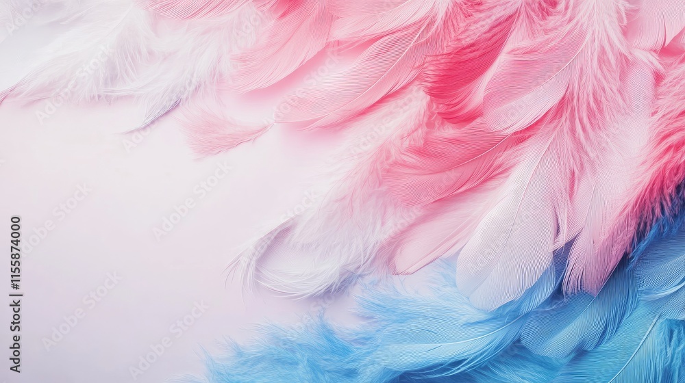 Soft pastel feather gradient in pink, white, and blue with ample blank space for customizable text placement and design elements Soft pastel feather gradient in pink, white, and blue with ample blank space for customizable text placement and design elements