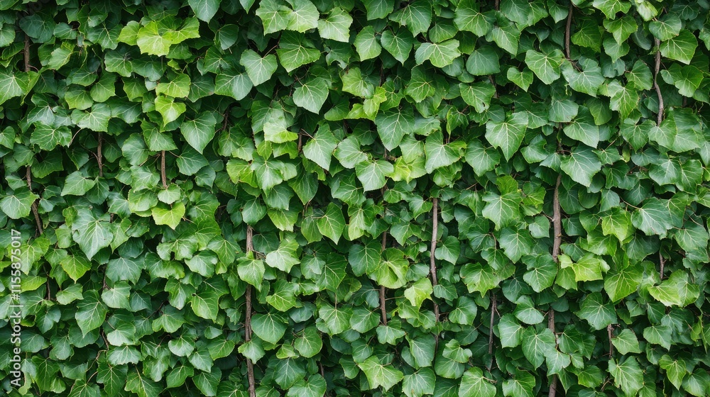 Lush green ivy leaves background with dense foliage creating a natural texture for versatile design or text overlay opportunities Lush green ivy leaves background with dense foliage creating a natural texture for versatile design or text overlay opportunities