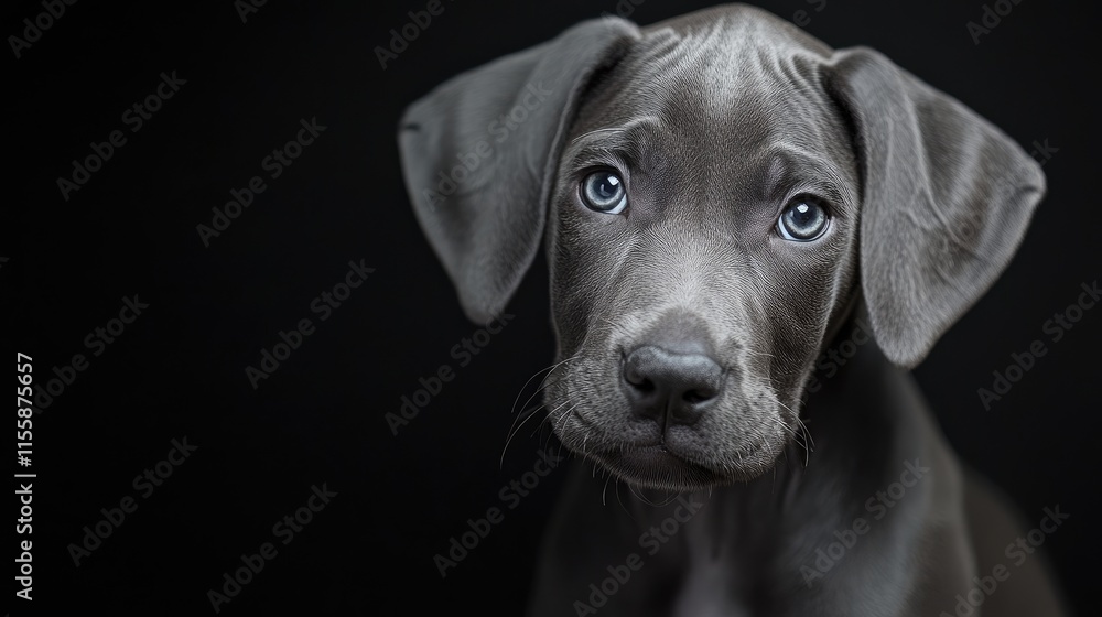 Close up portrait of a puppy with soulful eyes against a dark background perfect for evoking emotion and creating engaging visual content Close up portrait of a puppy with soulful eyes against a dark background perfect for evoking emotion and creating engaging visual content