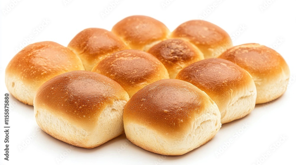 Freshly Baked Assorted Bread Rolls Arranged Neatly on a Clean White Background for Culinary and Bakery Related Themes Freshly Baked Assorted Bread Rolls Arranged Neatly on a Clean White Background for Culinary and Bakery Related Themes
