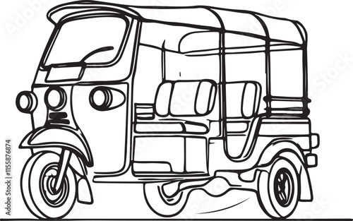 Modern Tuk Tuk Line Drawing Clean and Minimalist Art