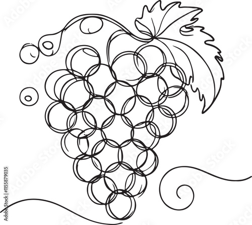 Simple Line Drawing of Grapes A Minimalist Approach