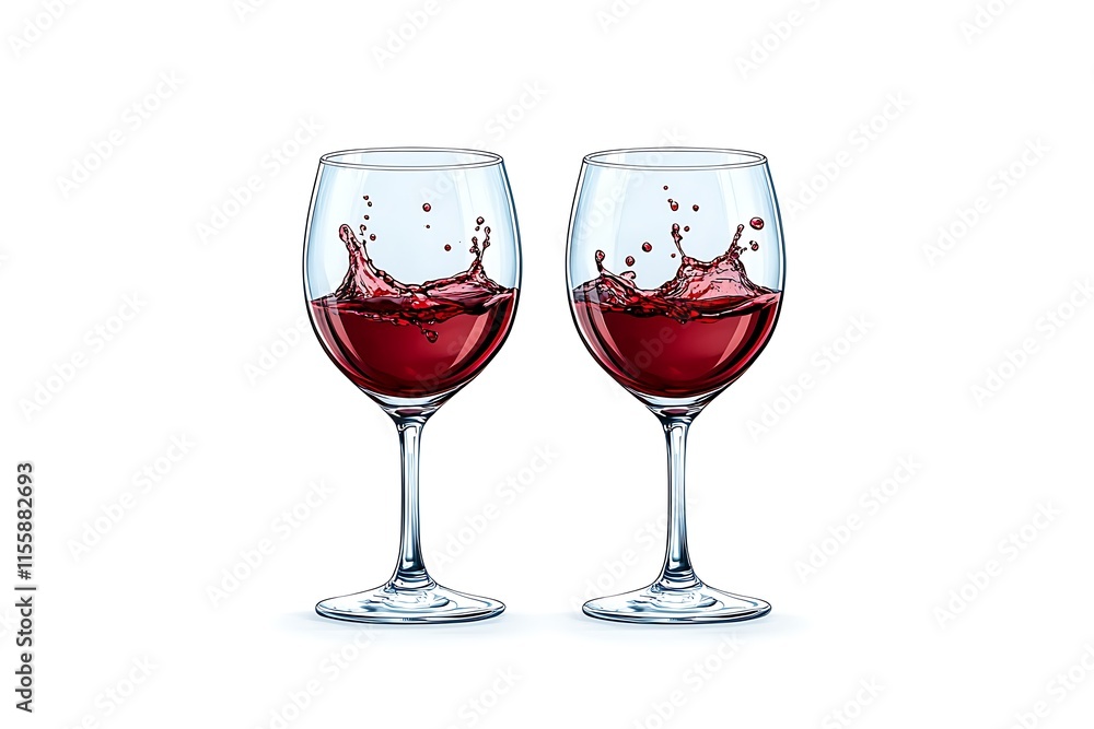 Two Glasses of Red Wine Splashing Two Glasses of Red Wine Splashing