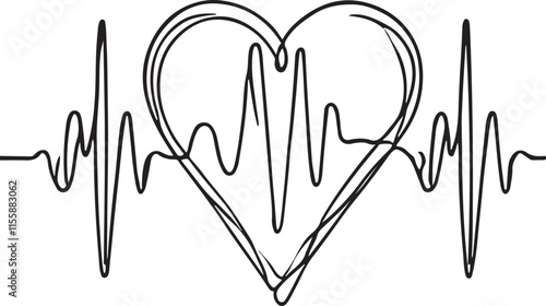 Heartbeat Cardiogram Line Drawing Minimalist Healthcare Concept
