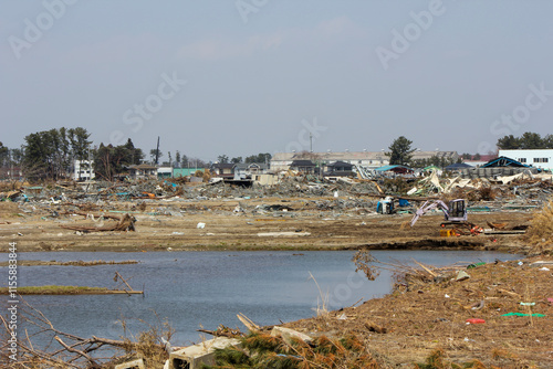 3.11東日本大震災後の仙台空港周辺 After Tohoku Earthquake photo