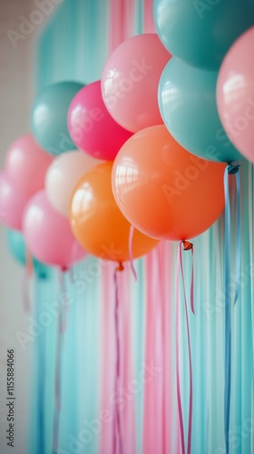 Colorful balloons decorate a cheerful space for a festive event on a sunny day