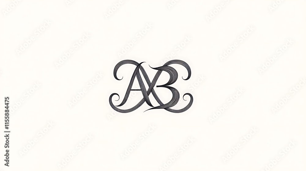 Illustrate a refined monogram where 'A' and 'B' are interwoven with sharp, defined edges Illustrate a refined monogram where 'A' and 'B' are interwoven with sharp, defined edges