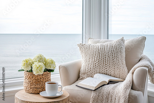 Gemütlicher Sitzbereich mit Aussicht auf das Meer und Wohlfühlatmosphäre mit Urlaubsfeeling