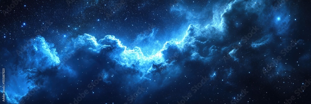 Fototapeta premium Stunning Panoramic View of the Luminous Milky Sky: A Galaxy of Stars, Nebulae, and Stardust Under the Night Canvas