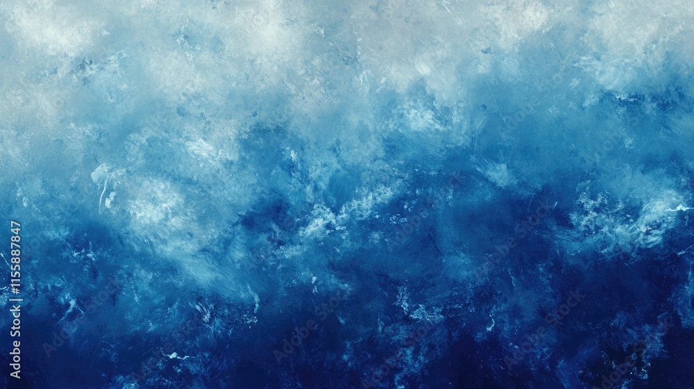 Fototapeta premium Serene Horizon: Expansive Deep Blue Sky with Soft White Clouds and Overcast Texture