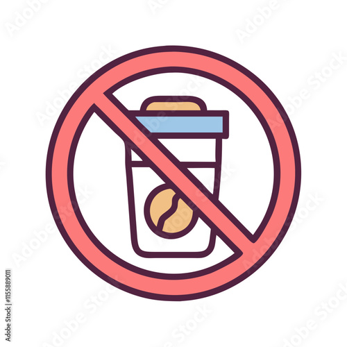 forbidden sign with coffee icon design