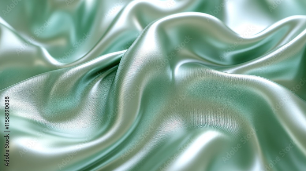 Obraz premium Smooth, flowing seafoam green silk fabric.