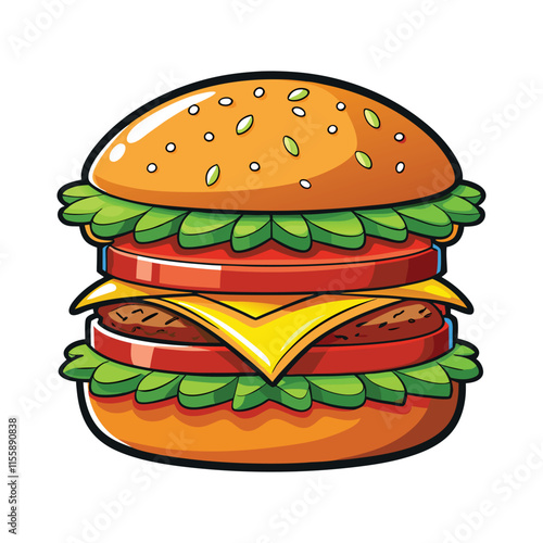 Cheese burger Cartoon Vector Illustration