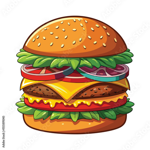 Cheese burger Cartoon Vector Illustration