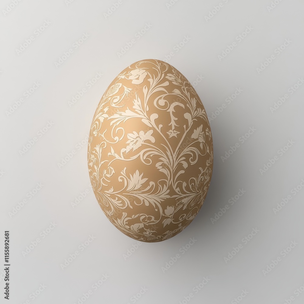 Elegant Holographic Chocolate Easter Egg with Floral Scrolls on White Surface, Photorealistic Dessert Concept Elegant Holographic Chocolate Easter Egg with Floral Scrolls on White Surface, Photorealistic Dessert Concept