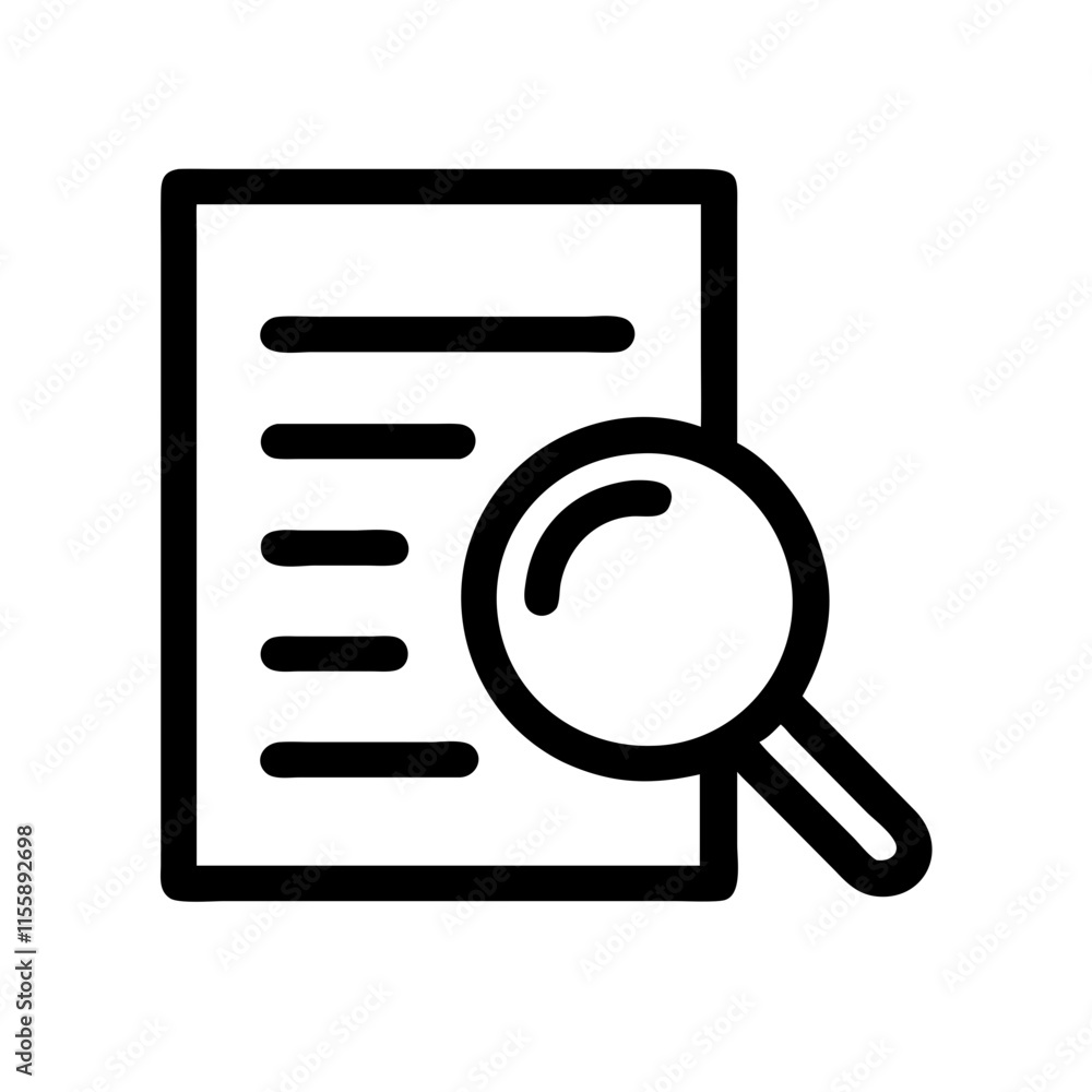 magnifying glass over document icon design magnifying glass over document icon design
