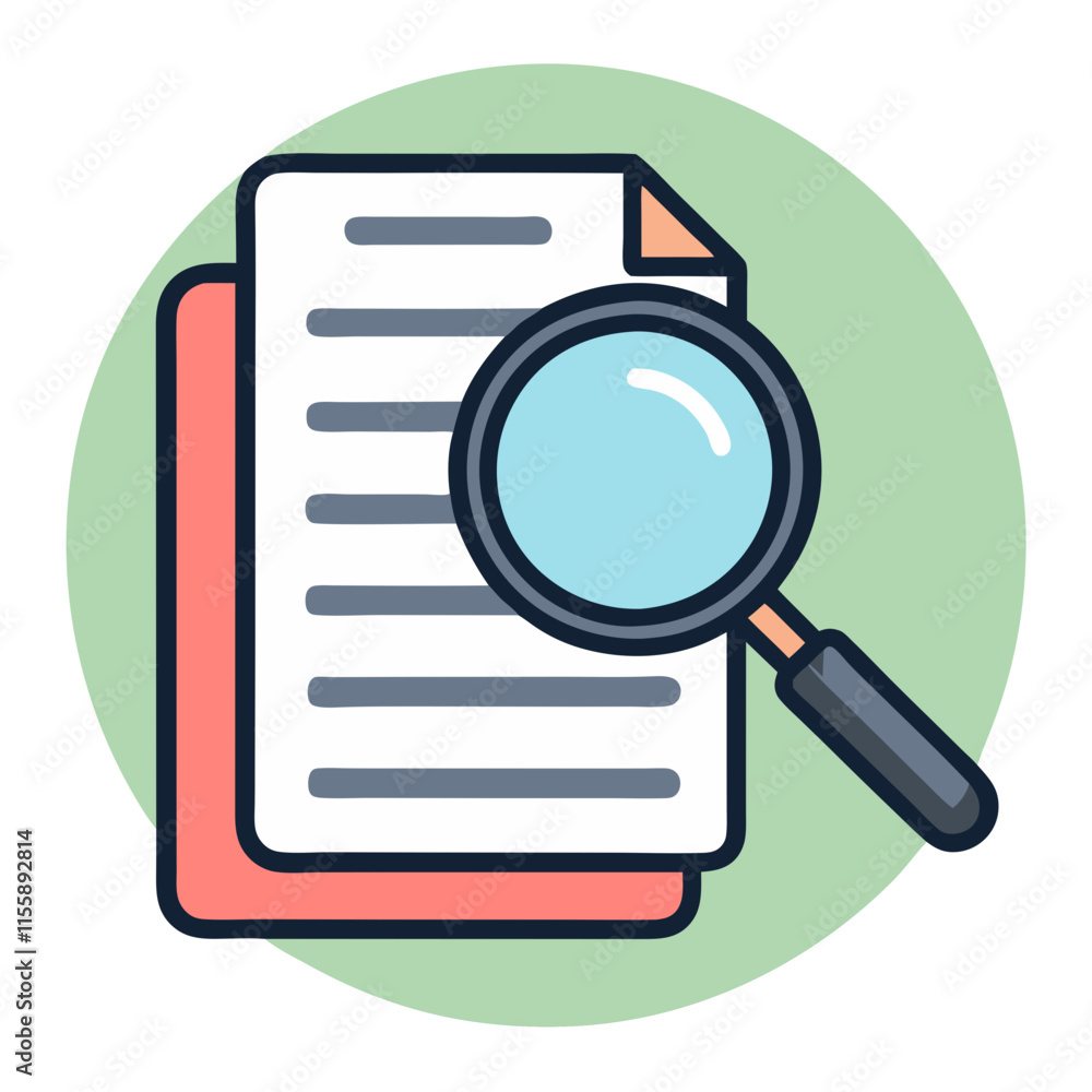 magnifying glass over document icon design magnifying glass over document icon design