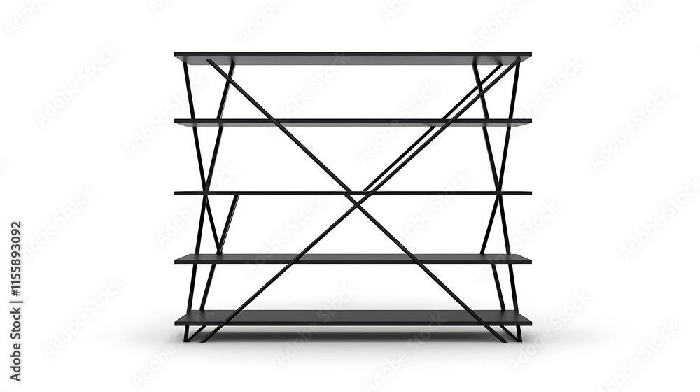 A black and white shelf with four shelves. generated using AI A black and white shelf with four shelves. generated using AI