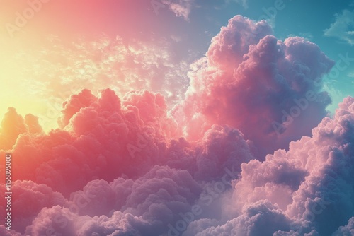 Airplane flying above clouds during sunset with vibrant colors in the sky