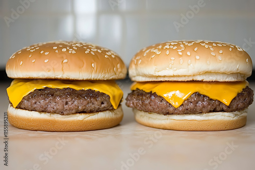 A visual comparison showcasing healthy vegetarian food like fresh vegetables, fruits, and salads on one side and unhealthy processed fast food like burgers, fries, and sugary drinks on the other, high