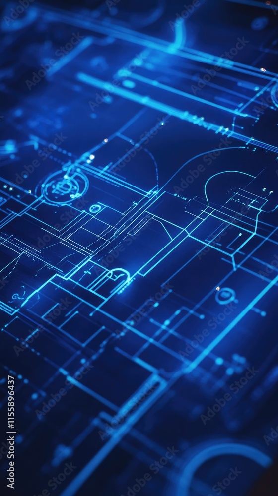 A blueprint-style digital design featuring intricate lines and patterns in blue tones. A blueprint-style digital design featuring intricate lines and patterns in blue tones.