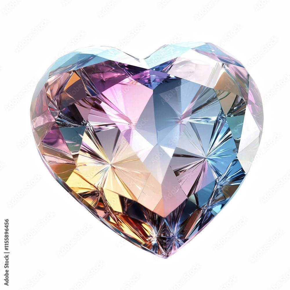 Diamond heart shaped isolated on transparent background Generative Ai. Diamond heart shaped isolated on transparent background Generative Ai.