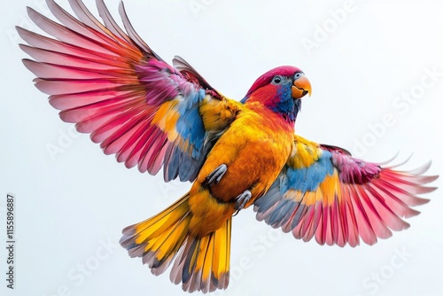 Vibrant pheasant displaying its colorful plumage in mid-flight